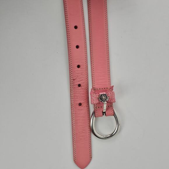 VTG pink Fossil leather belt bow detail size XL 1 " wide classic - Picture 3 of 6